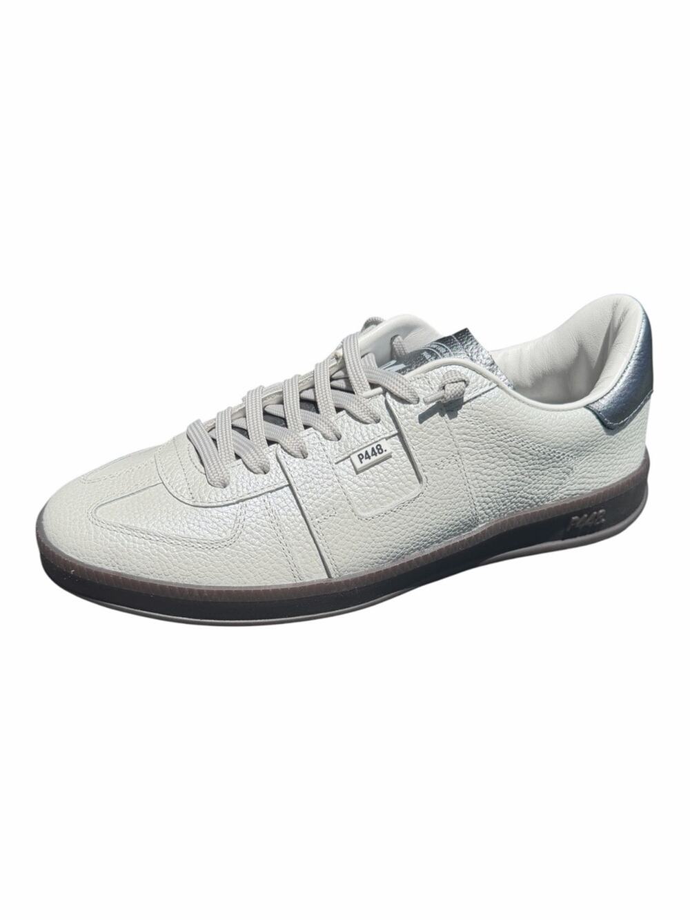 P448 Monza Metal White Sneakers Size 40 NIB Leather Silver Accent US size 9.5